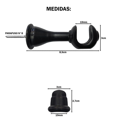 Varão de Cortina Alumínio 2,50m 19mm Simples 5 Cores