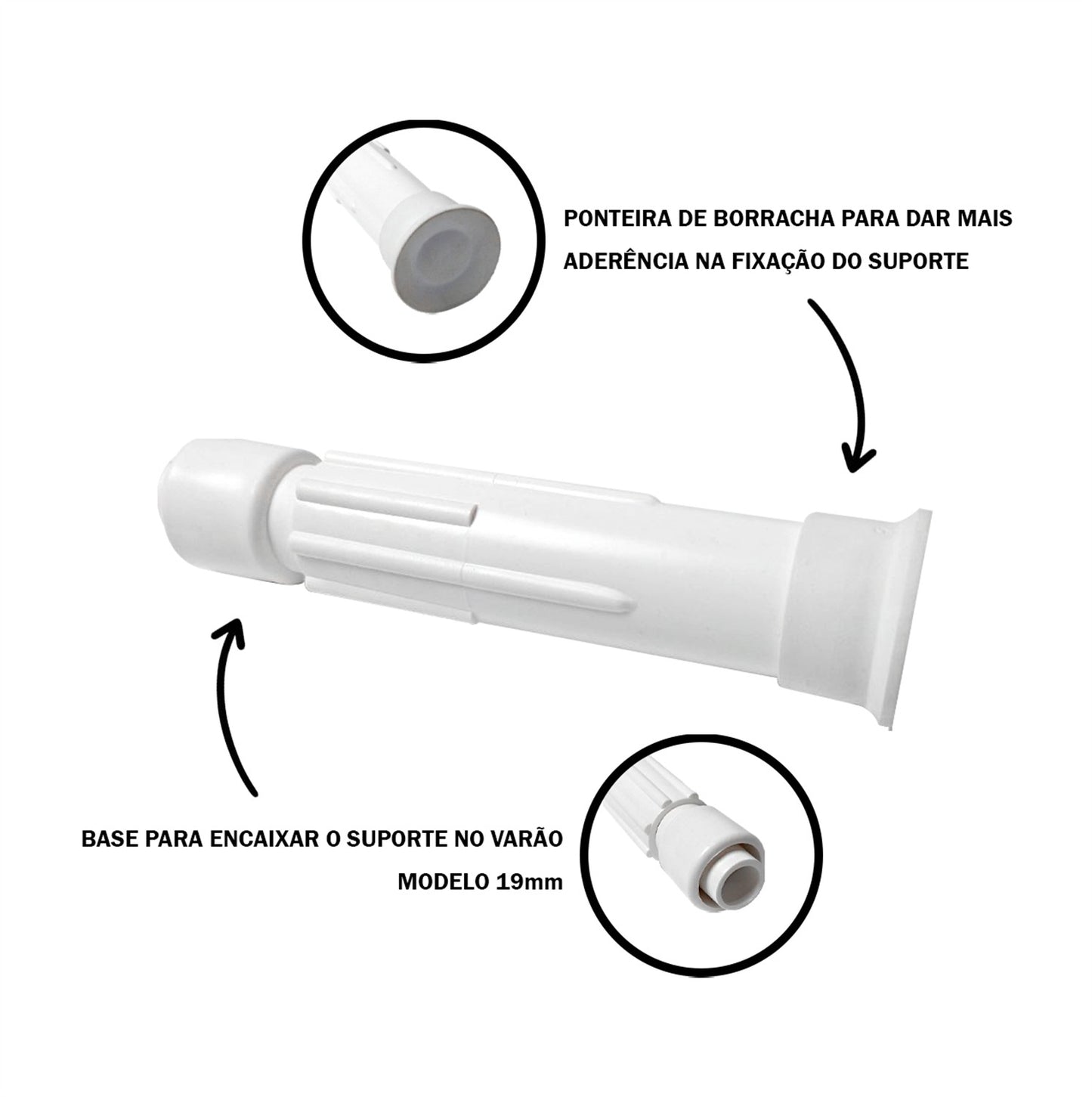 Varão de Cortina Extensível 45cm à 150cm Branco