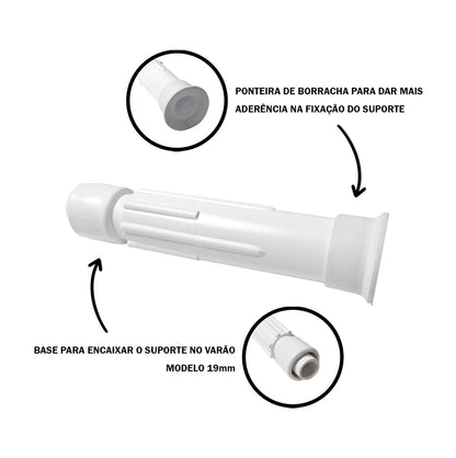 Varão de Cortina Extensível 45cm à 150cm Branco