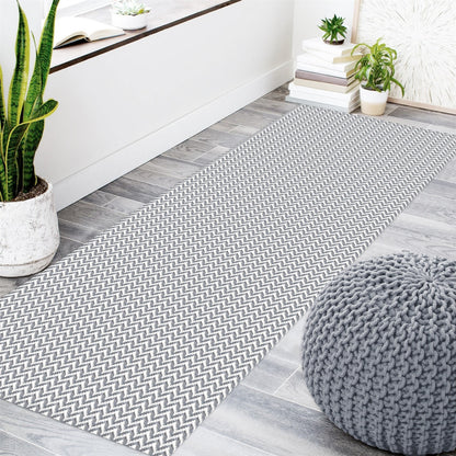 Passadeira Antiderrapante 200x65cm Beira de Cama Zig Zag Cinza