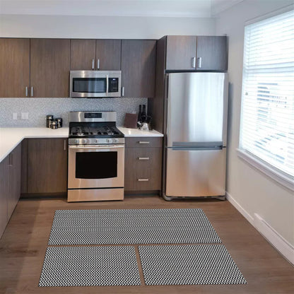 Tapete Passadeira Jogo de Cozinha 3 Peças Zig Zag - Preto