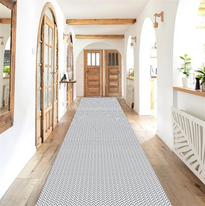 Passadeira Antiderrapante 300x65cm Beira de Cama Zig Zag Cinza